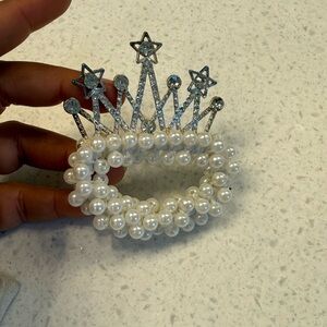 Pearl and Silver Tiara Hair Tie